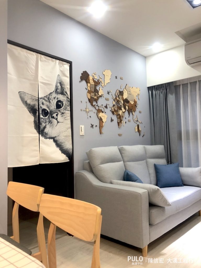 新北小坪數裝潢開箱，跳色牆面打造2房小宅溫馨設計。大漢工程行案例 - PULO裝潢平台